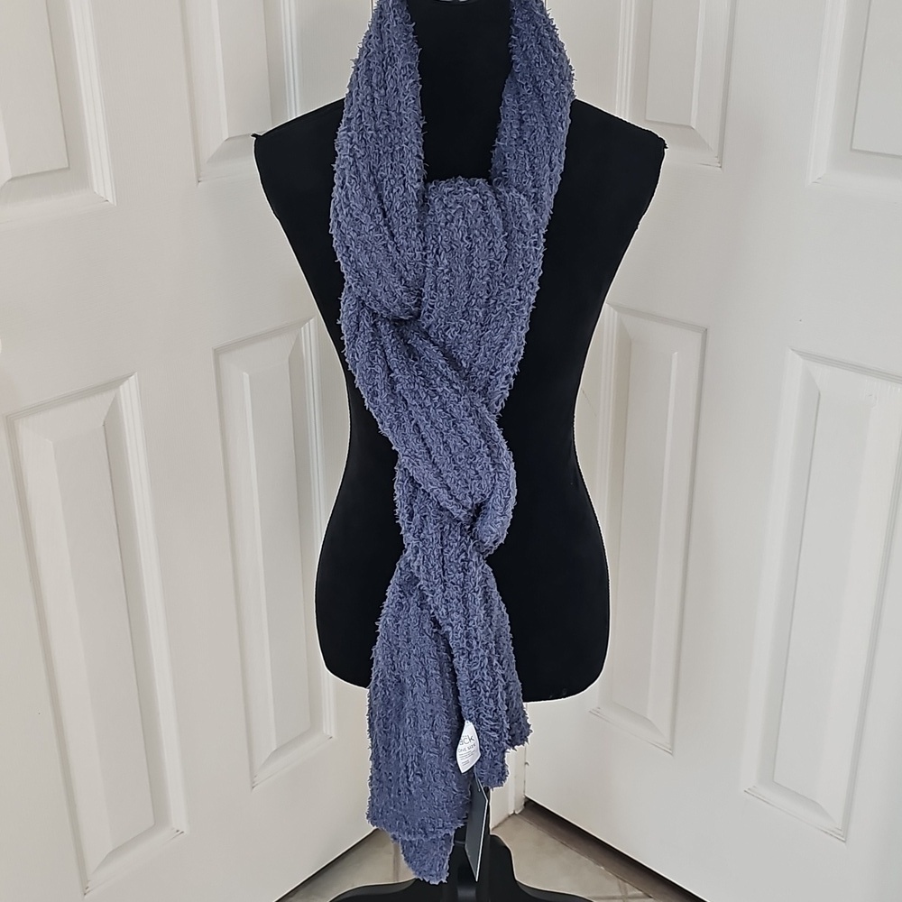 New Nordstrom Rack Solid Cozy Ribbed Textured Muffler Scarf Blue OS - Picture 5 of 9
